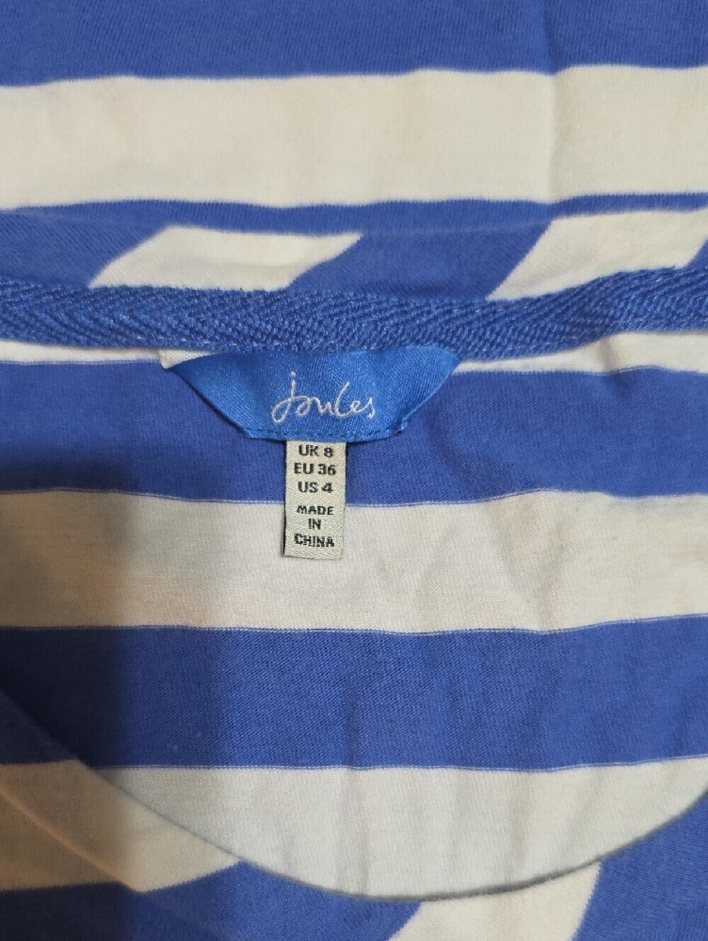 Joules Blue & White Wide Stripe Scoop Neck Tee - Picture 2 of 10